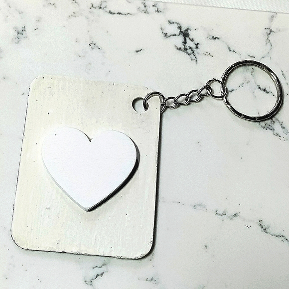 NEW Handmade Keychain Bag Tag! Italian Wood ArtDeco2. "I LOVE My Bag" Wood Heart - Picture 5 of 6